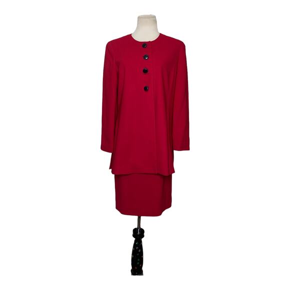 Liz Claiborne vintage red skirt and buttoned jacket suit set size 8 - Picture 10 of 12